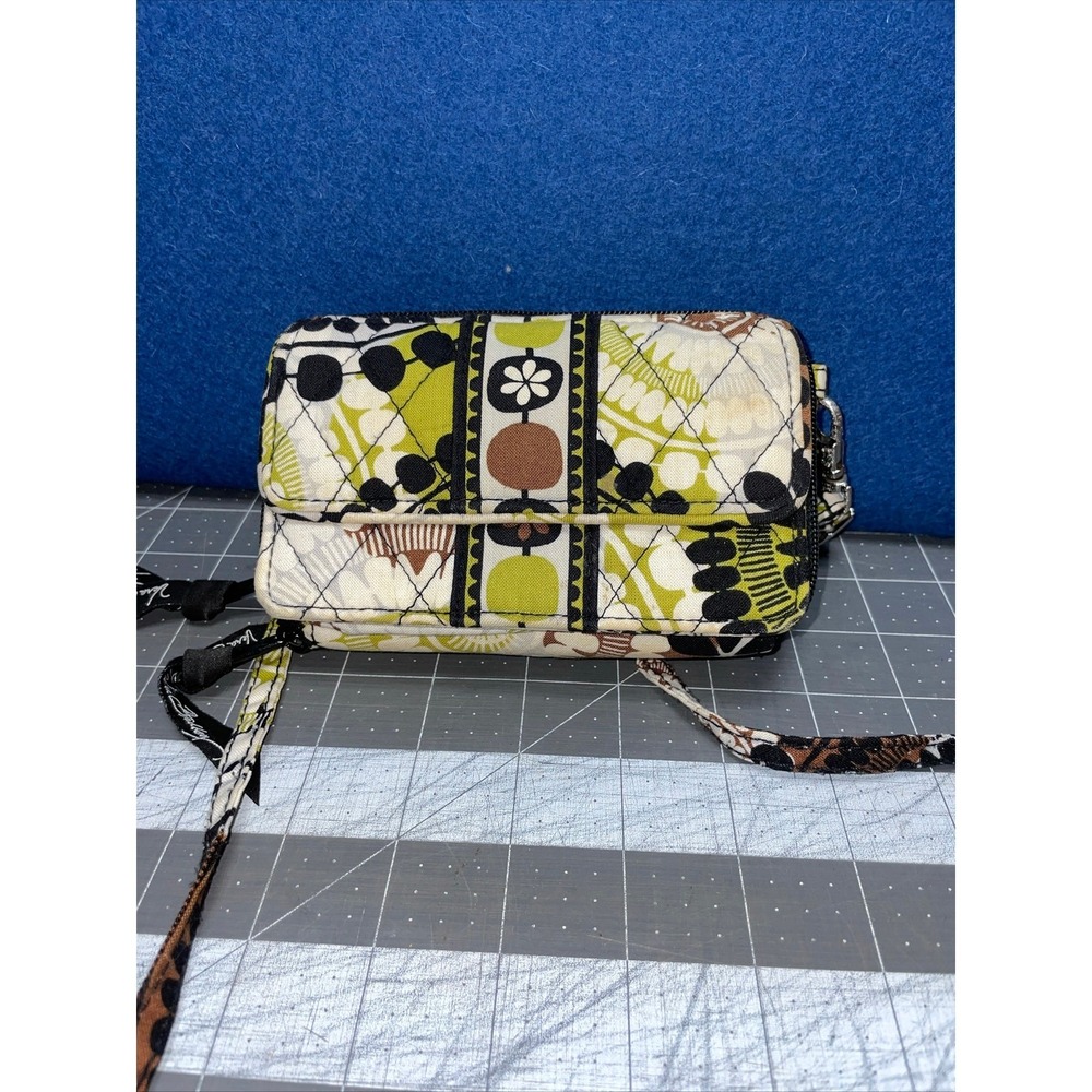 Vera Bradley Cocoa Moss Quilted All In One Crossbody Wristlet Wallet Purse